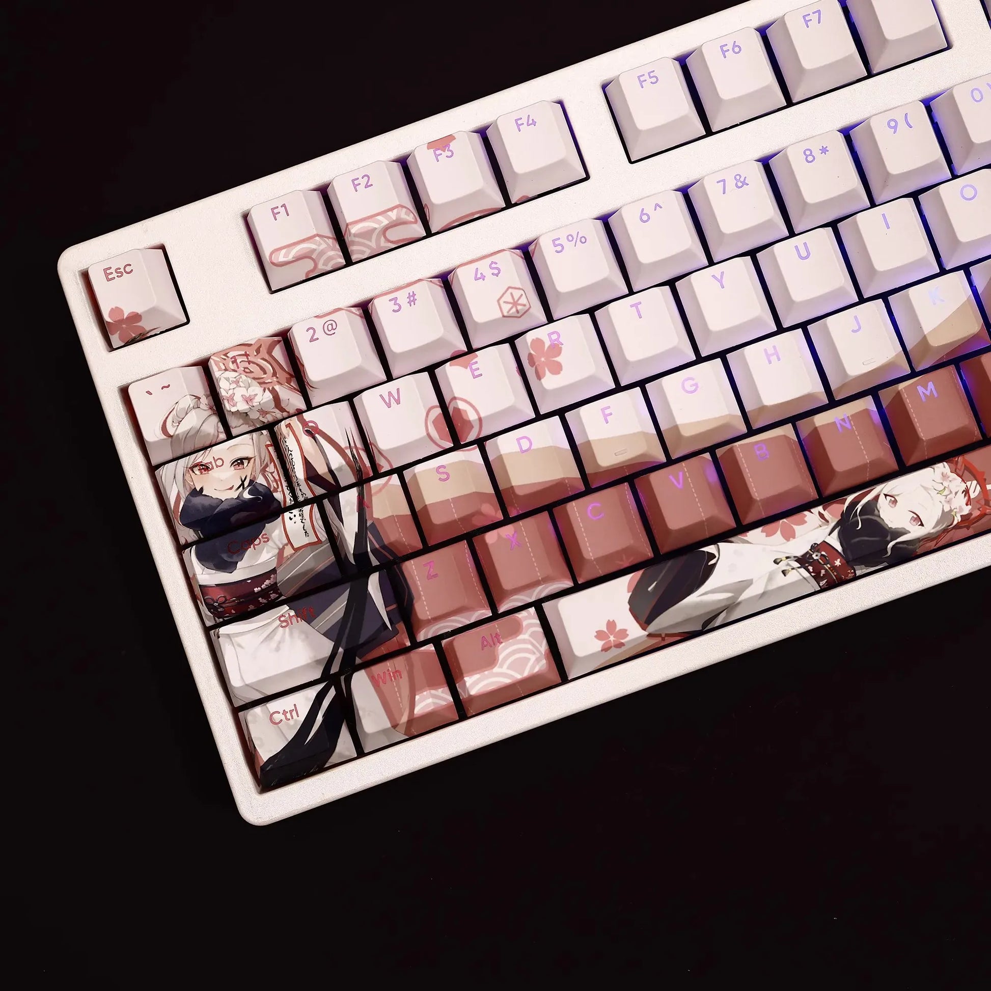 My Anime Keycaps Complete Set Blue Archive: Asagi Mutsuki White Backlit Keycap Set