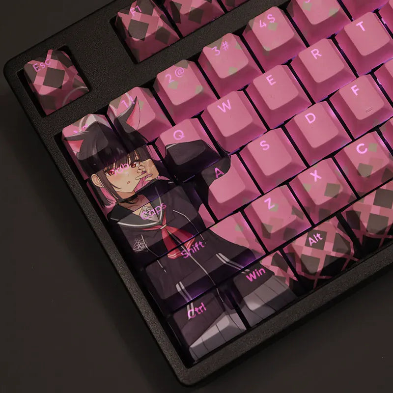 My Anime Keycaps Complete Set Blue Archive: Band Kazusa Pink Backlit Keycap Set