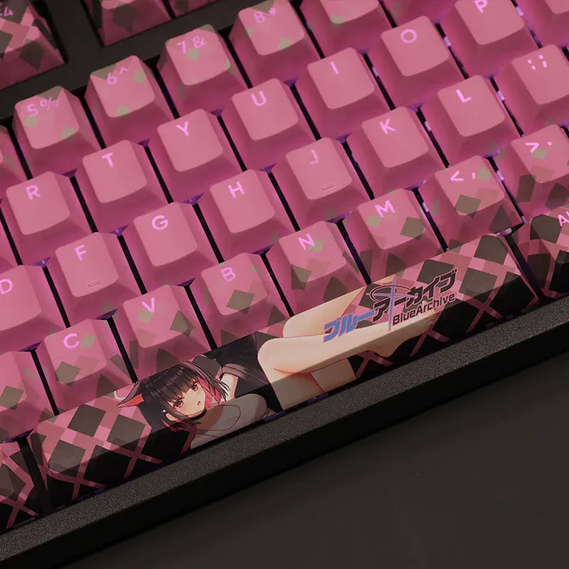 My Anime Keycaps Complete Set Blue Archive: Band Kazusa Pink Backlit Keycap Set