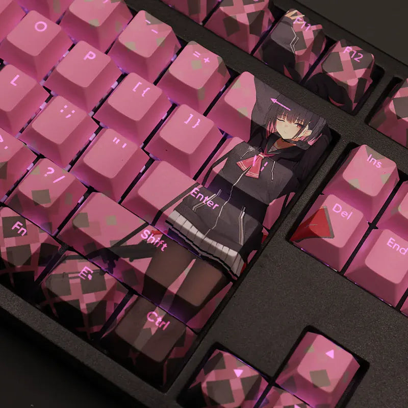 My Anime Keycaps Complete Set Blue Archive: Band Kazusa Pink Backlit Keycap Set