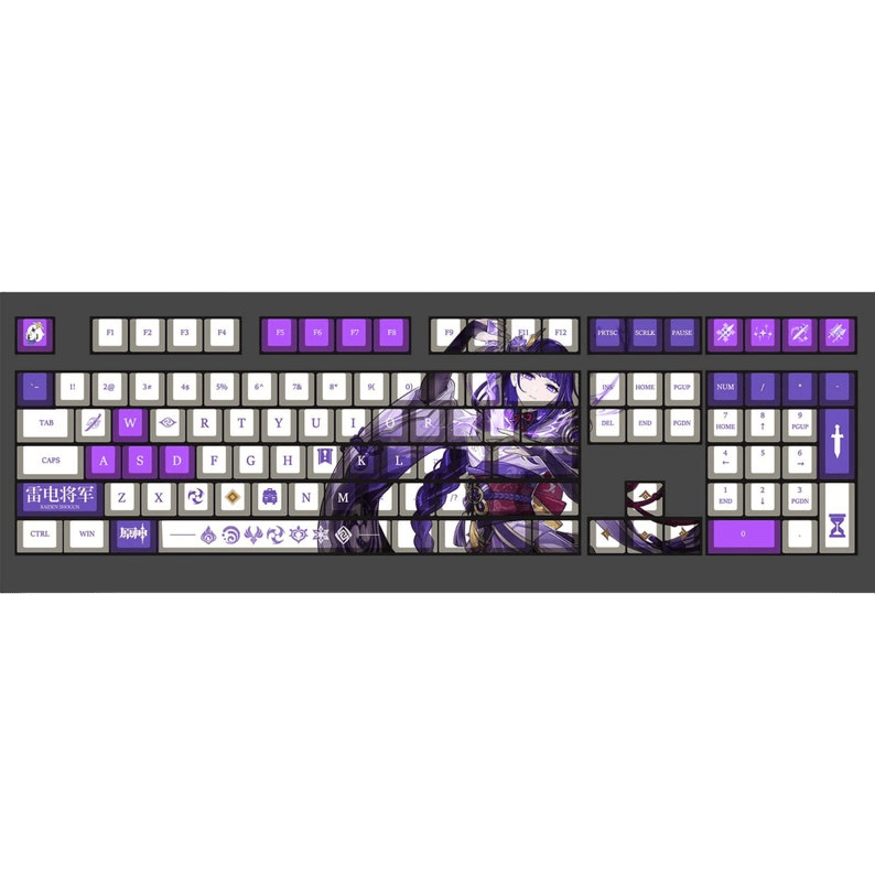 My Anime Keycaps Complete Set Genshin Impact: Raiden Shogun OEM Keycap Set