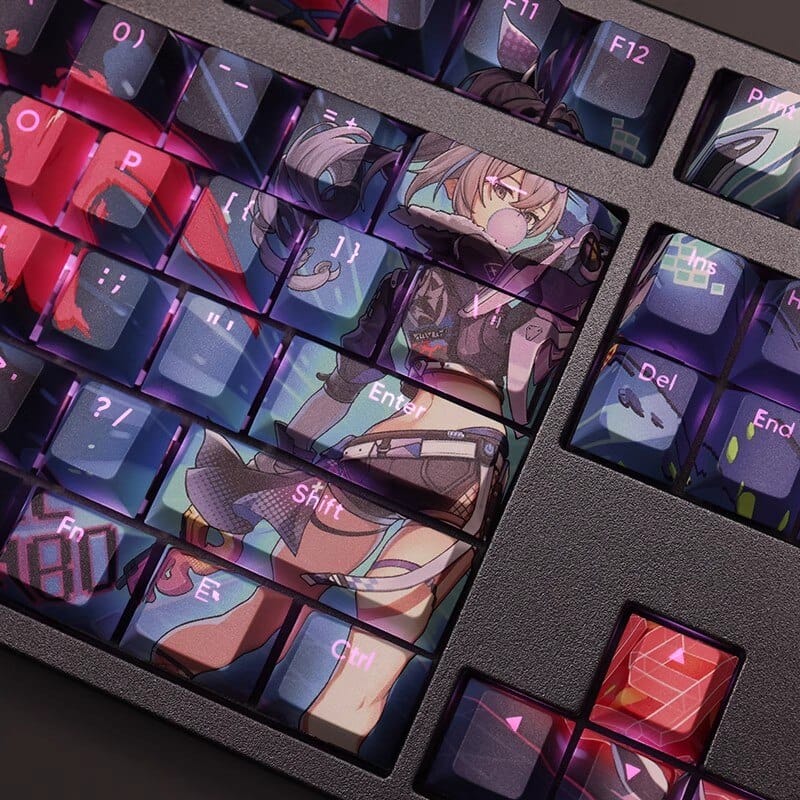 Silver Wolf (Honkai) Black Backlit Keycap Set