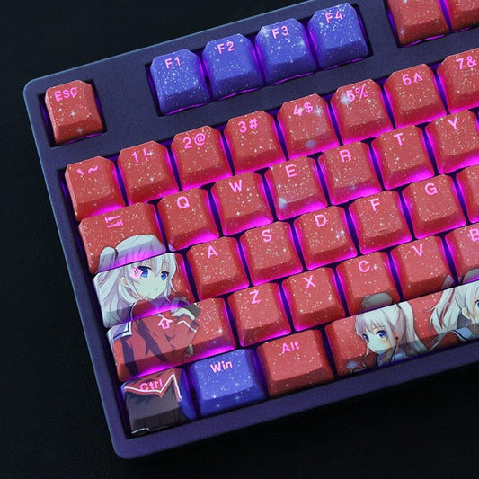My Anime Keycaps Complete Set Charlotte: Nao Tomori Backlit Pink Keycap Set