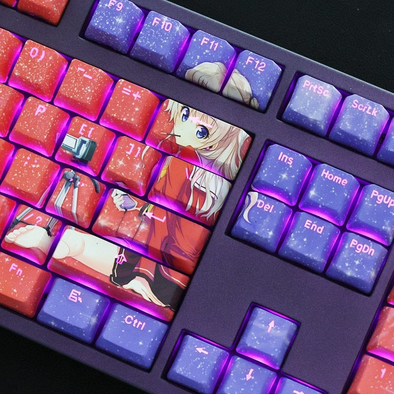 My Anime Keycaps Complete Set Charlotte: Nao Tomori Backlit Pink Keycap Set