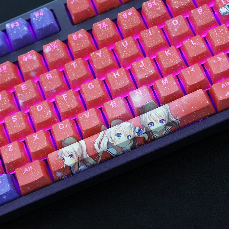 My Anime Keycaps Complete Set Charlotte: Nao Tomori Backlit Pink Keycap Set