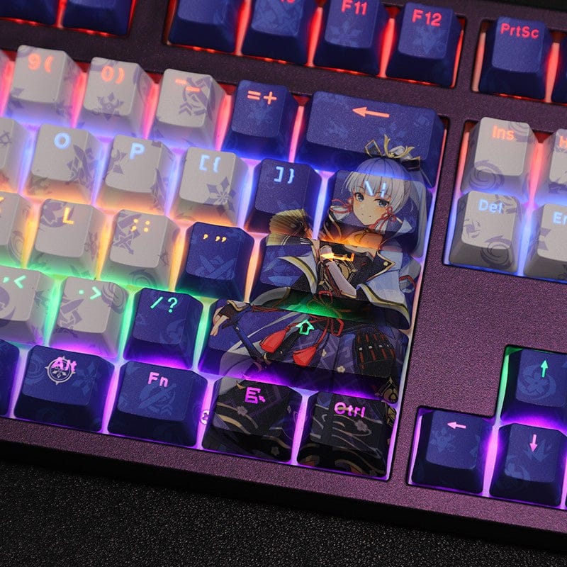 My Anime Keycaps Complete Set Genshin Impact: Kamisato Ayaka Blue Backlit Keycap Set