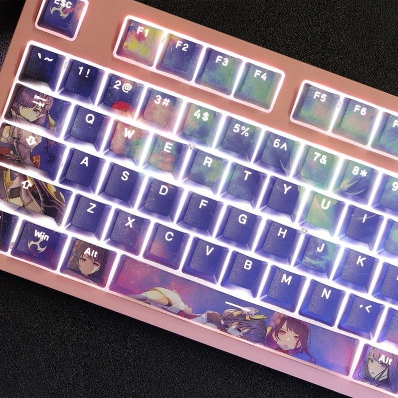 My Anime Keycaps Complete Set Genshin Impact: Raiden Shogun Backlit Blue Keycap Set