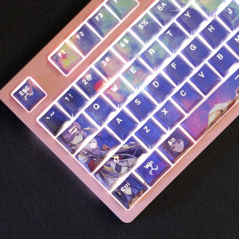 My Anime Keycaps Complete Set Genshin Impact: Raiden Shogun Backlit Blue Keycap Set