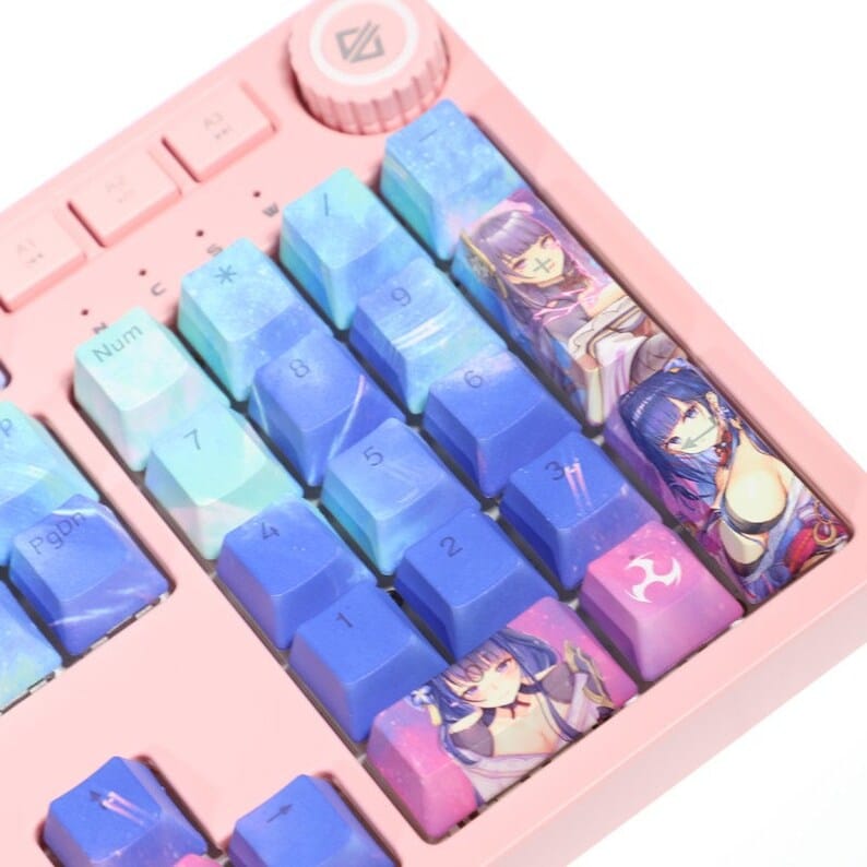 My Anime Keycaps Complete Set Genshin Impact: Raiden Shogun Backlit Blue Keycap Set