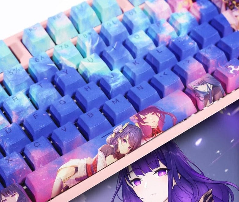 My Anime Keycaps Complete Set Genshin Impact: Raiden Shogun Backlit Blue Keycap Set