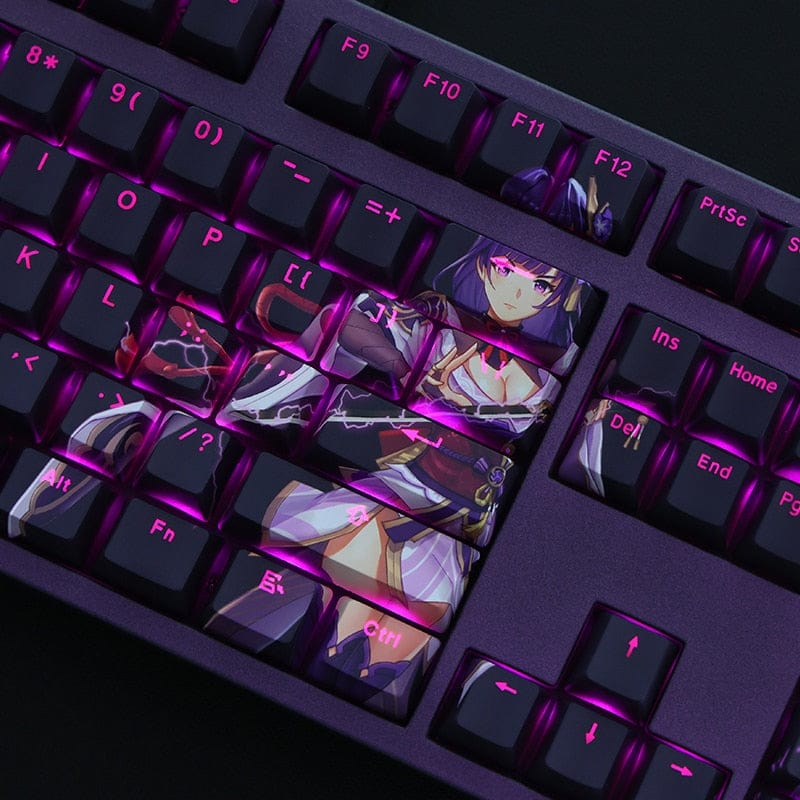 My Anime Keycaps Complete Set Genshin Impact: Raiden Shogun Backlit OEM Keycap Set