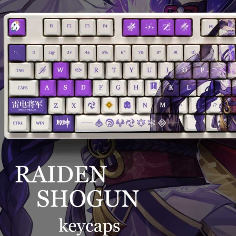 My Anime Keycaps Complete Set Genshin Impact: Raiden Shogun OEM Keycap Set
