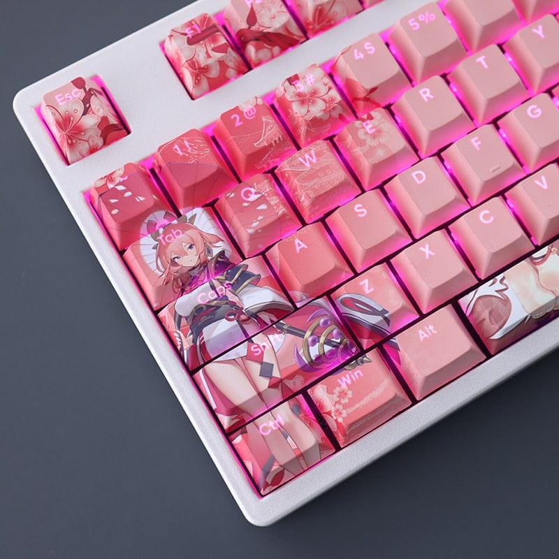 My Anime Keycaps Complete Set Genshin Impact: Yae Miko Pink Backlit Keycap Set