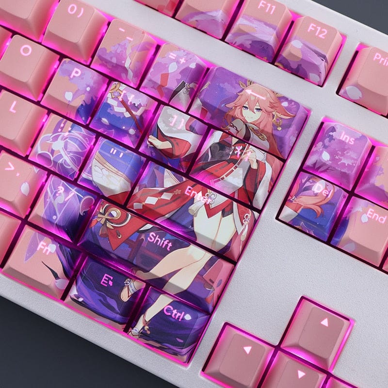 My Anime Keycaps Complete Set Genshin Impact: Yae Miko Pink Backlit Keycap Set