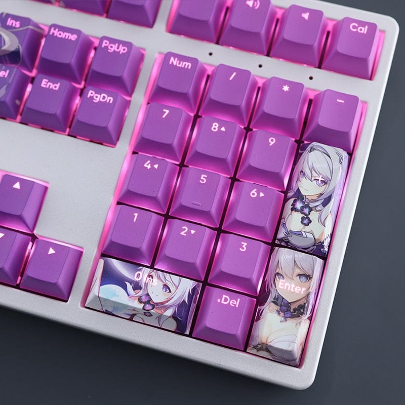 My Anime Keycaps Complete Set Honkai: Kiana Kaslana Backlit Purple Keycap Set